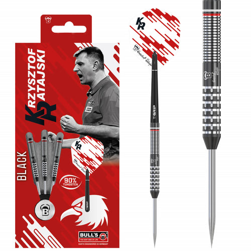 BULL'S Krzysztof Ratajski Darts - Steel Tip - 90% Tungsten - Black